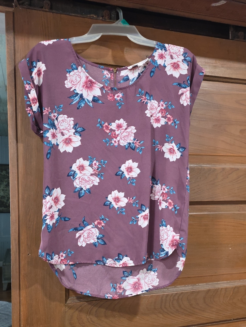 Pink Republic Mauve Floral Cap-Sleeve Blouse
